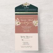 Boho Green en Terracotta bruiloft All In One Uitnodiging (Binnen)