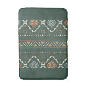 Boho Green en Terracotta Bruin Tribal Patroon Badmat (Voorkant Verticaal)