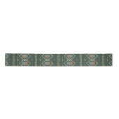 Boho Green en Terracotta Bruin Tribal Patroon Satijnen Lint (Voorkant)