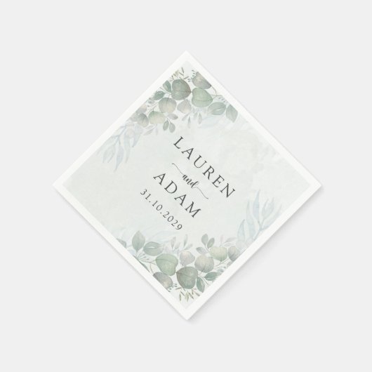 Boho Green Eucalyptus Botancial Wedding Servet (Hoek)