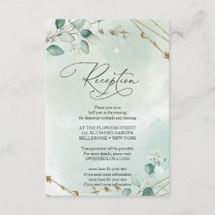 Boho Green Eucalyptus verlaat Faux Gold Lijst Informatiekaartje