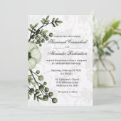 Boho Green Floral Berries Damask Wedding Kaart (Staand voorkant)
