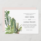BOHO GREEN FLORAL DESERT CACTI FOLIAGE WEDDING KAART (Voorkant / Achterkant)