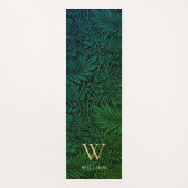 Boho Green Floral Gold Monogram Naam Yogamat (Voorkant)