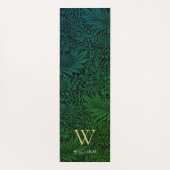 Boho Green Floral Gold Monogram Naam Yogamat (Achterkant)