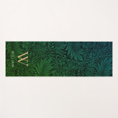 Boho Green Floral Gold Monogram Naam Yogamat (Voorkant (horizontaal))