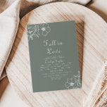Boho Green Floral Herfst in Love Vrijgezellenfeest Kaart<br><div class="desc">Deze boho-groene florale herfst in de liefde voor vrijgezellenfeest rijmt met een ritueel vrijgezellenfeest. Het ontwerp bevat bloesems en bloemen van waterverf appels op een groene achtergrond.</div>