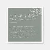 Boho Green Floral Trivia Fun Facts Wedding Servet (Voorkant)
