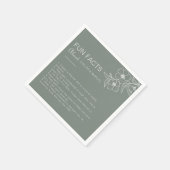 Boho Green Floral Trivia Fun Facts Wedding Servet (Hoek)