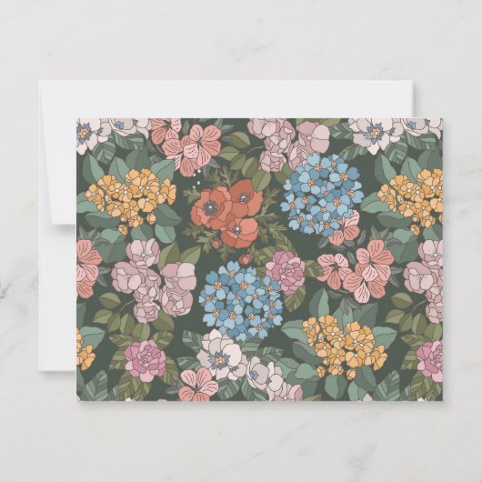Boho Green Floral Wildflower Custom Stationery Bedankkaart (Achterkant)