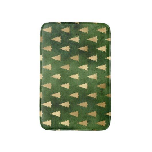 Boho Green Gold Trees kerst Badmat (Voorkant Verticaal)