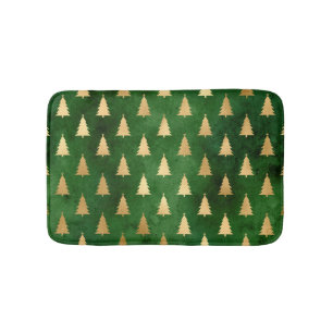 Boho Green Gold Trees kerst Badmat