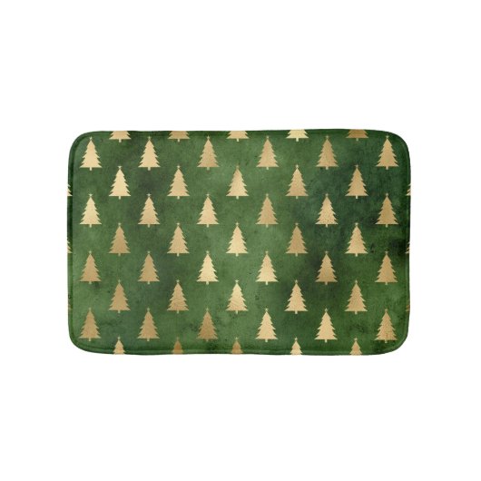 Boho Green Gold Trees kerst Badmat (Voorkant)