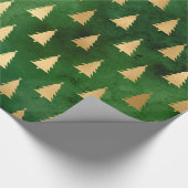 Boho Green Gold Trees kerst Cadeaupapier (Hoek)