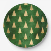 Boho Green Gold Trees kerst Papieren Bordje (Voorkant)