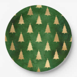 Boho Green Gold Trees kerst Papieren Bordje