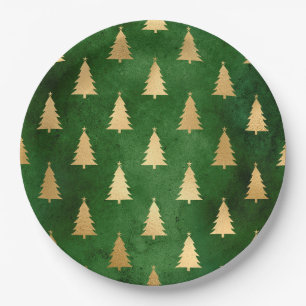 Boho Green Gold Trees kerst Papieren Bordje
