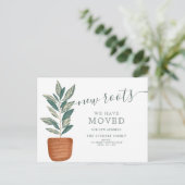 Boho green house plant pot nieuwe woning aankondigingskaart (Staand voorkant)