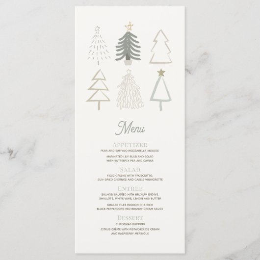 Boho Green Kerstbomen Holiday Party Menu (Voorkant)