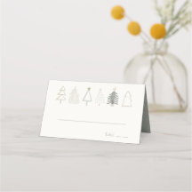 Boho Green Kerstbomen Holiday Place Card