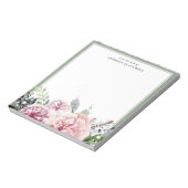 Boho Green laat roze Floral Name Sjabloon Notitieblok (Linkerzijde)