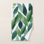 Boho Green Leaves Waterverf met de hand geschilder Bad Handdoek (Handdoek)