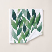 Boho Green Leaves Waterverf met de hand geschilder Bad Handdoek (Wasdoekje)