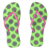 Boho Green Mandala Pattern Paar of Teenslippers (Voetbed)