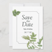 Boho Green Mint Elegant Wedding  Invitation Kaart (Voorkant)