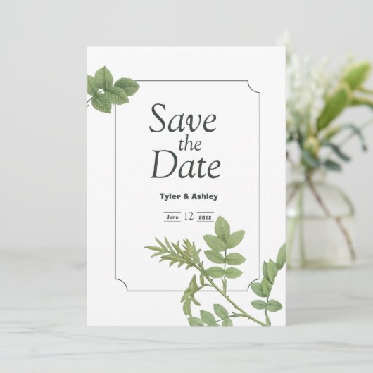 Boho Green Mint Elegant Wedding  Invitation Kaart (Staand voorkant)