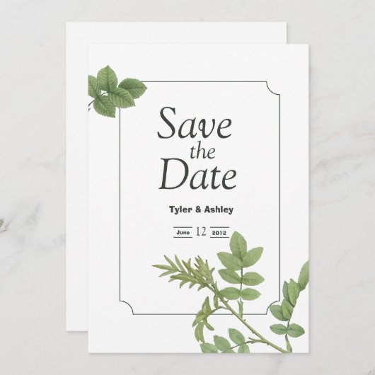 Boho Green Mint Elegant Wedding  Invitation Kaart (Voorkant / Achterkant)