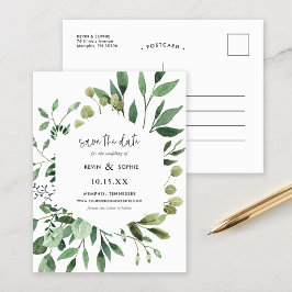 Boho Green Modern Save the Date Aankondiging Po