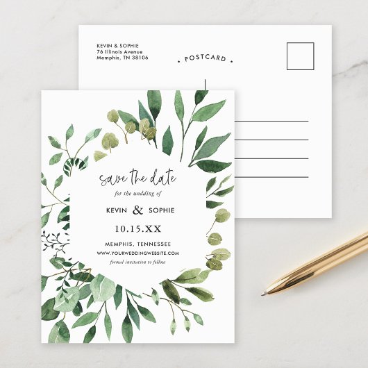 Boho Green Modern Save the Date Aankondiging Po