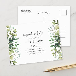 Boho Green Modern Save the Date Aankondiging Po