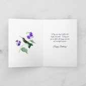 Boho Green Paars Hummingbird Floral Birthday Kaart (Binnen)