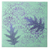 Boho Green Paars Leaves Tegeltje (Voorkant)