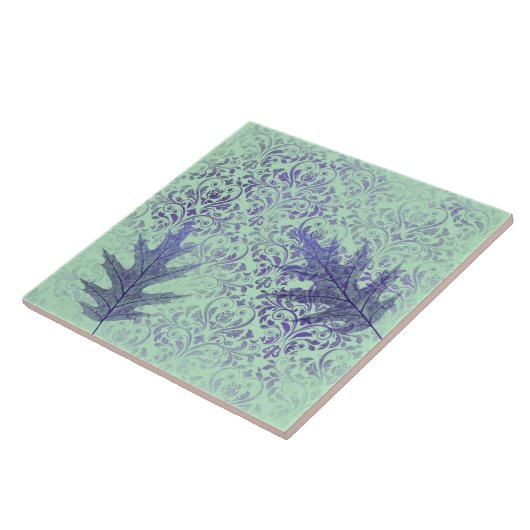 Boho Green Paars Leaves Tegeltje (Zijkant)