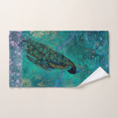 Boho Green Paarse Peacock Waterverf Handdoek (Handdoek)