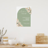 Boho Green Pampas Grass Baby shower Poster (Keuken)