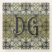 Boho Green Patterned Glazen Onderzetter (Voorkant)