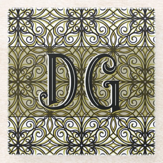 Boho Green Patterned Glazen Onderzetter (Voorkant)