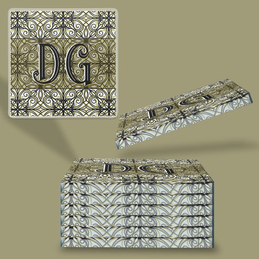 Boho Green Patterned Glazen Onderzetter