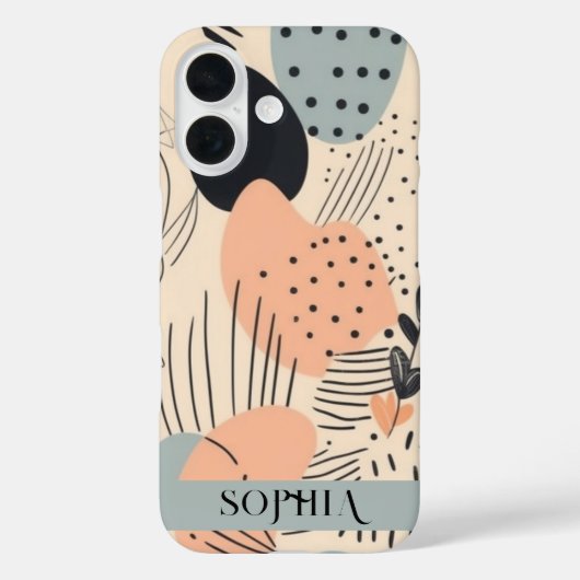Boho Green Peach gepersonaliseerd Case-Mate iPhone Case (Achterkant)