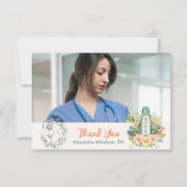 Boho Green Photo Waterverf Nursing School Gradua Bedankkaart (Voorkant)