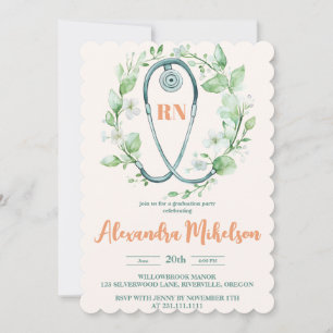 Boho Green Photo Waterverf Nursing School Gradua Kaart