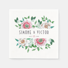 Boho Green Pink | bloemenservetten Servet