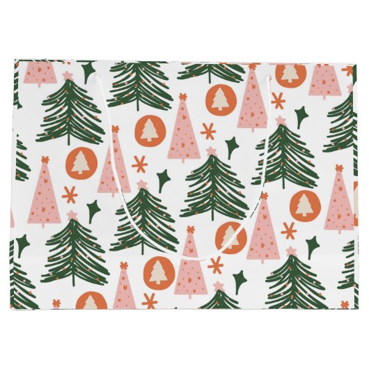 Boho Green Pink Oranje kerstbomen Groot Cadeauzakje (Achterkant)