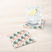 Boho Green Pink Oranje kerstbomen Kartonnen Onderzetters (Insitu)