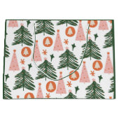 Boho Green Pink Oranje kerstbomen met groot cadeau Groot Cadeauzakje (Voorkant)