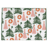 Boho Green Pink Oranje kerstbomen met groot cadeau Groot Cadeauzakje (Achterkant)